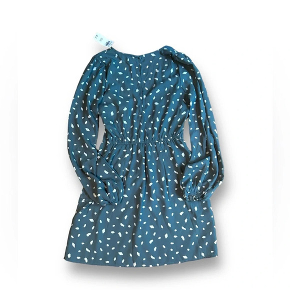 Abercrombie & Fitch Green White Polka Dot Long Sleeve Mini Dress Size Small Tall - Picture 7 of 10